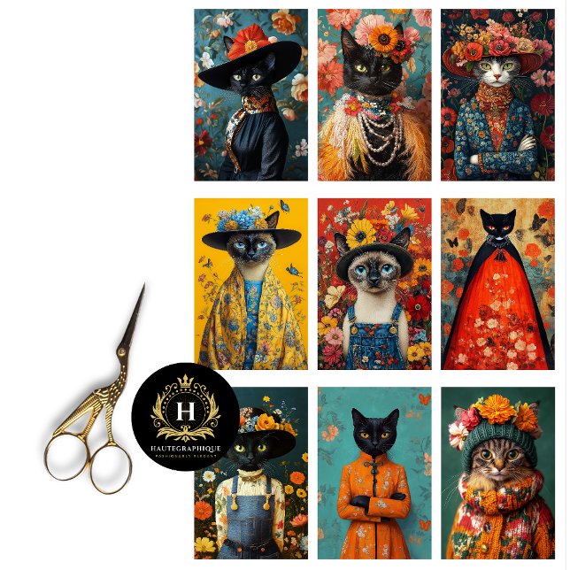 Cat Collage Small Projects Junk Journal Decoupage Tissue Paper (Creator Uploaded)