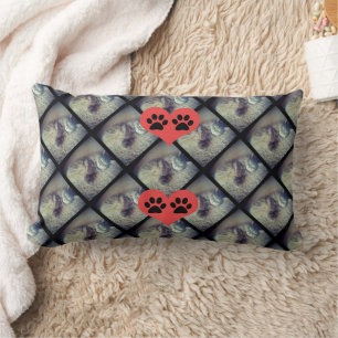 Cat Collage with PawPrints by Shirley Taylor Lumbar Cushion