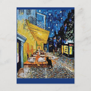Cat Colony, Van Gogh Cafe Terrace Parody Postcard