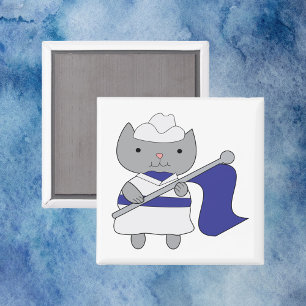 Cat Colour Guard Blue White Magnet