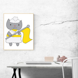 Cat Colour Guard Yellow and White Poster