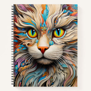 Cat Colourful Animal Enchanting Abstract  Notebook