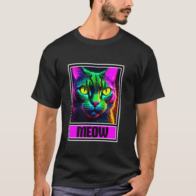 Cat Colourful Kitty Meow T-Shirt (Front)