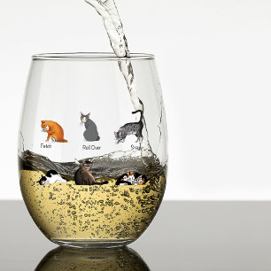 Cat Commands Stemless Wine Glass