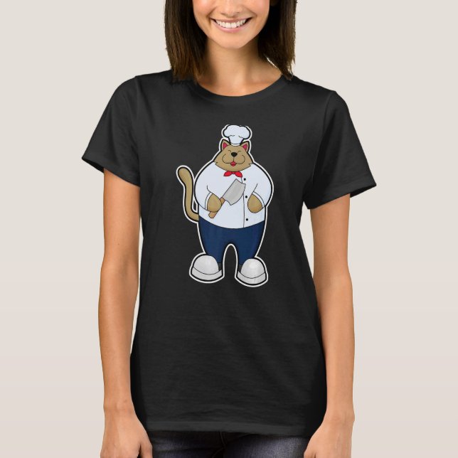 Cat Cook Chef hat Kitchen knife Premium T-Shirt (Front)