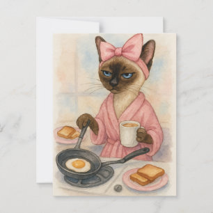 Cat cooking breakfast Pawsitively Delicious! Postcard