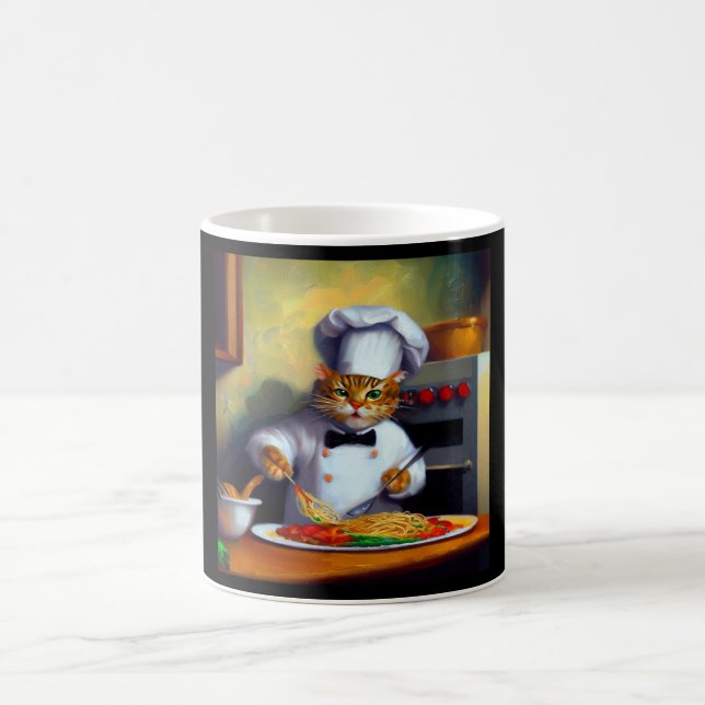 Cat Cooking Spaghetti Coffee Mug (Center)