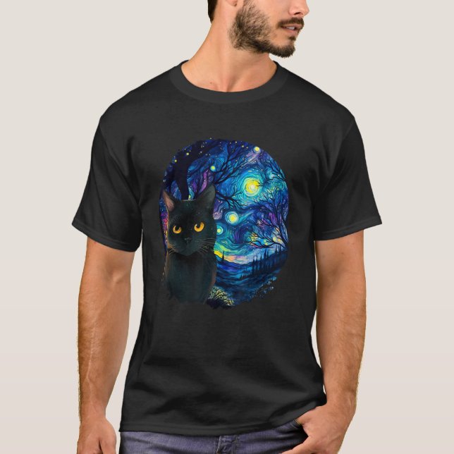 Cat  Cool Graphic Cat  Black Cat 1 T-Shirt (Front)