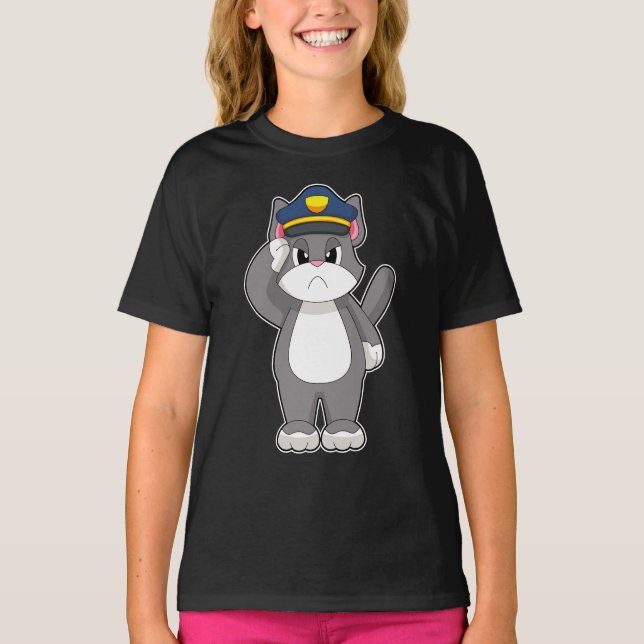 Cat Cop Police T-Shirt (Front)