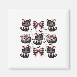 Cat Coquette Halloween Bows Black Pink Halloween G Magnet