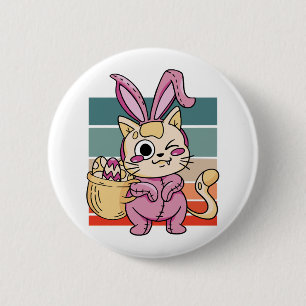 Cat Cosplayer Easter Bunny Costume Egg Basket 6 Cm Round Badge