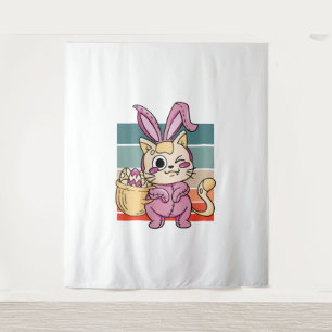 Cat Cosplayer Easter Bunny Costume Egg Basket Tapestry