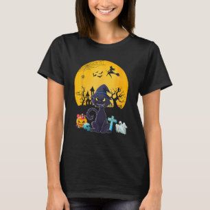 Cat Costume Halloween Witch Horror Carved Pumpkin T-Shirt