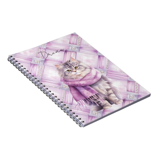 Cat Cosy Winter Purple Scarf   Notebook (Right Side)