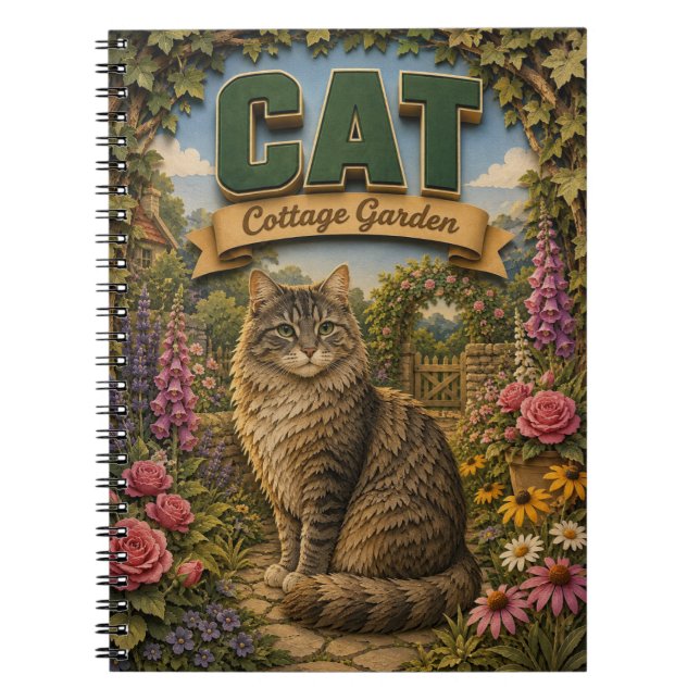 Cat Cottage Garden POPCUT Notebook (Front)