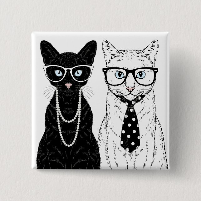 Cat Couple 15 Cm Square Badge (Front)
