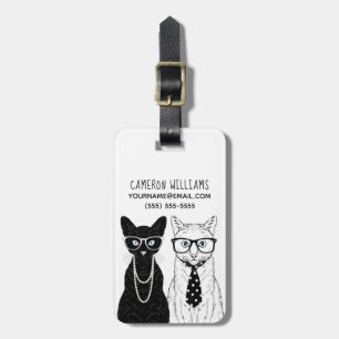 Cat Couple Add Your Name Luggage Tag