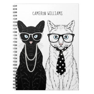 Cat Couple   Add Your Name Notebook