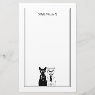 Cat Couple Add Your Name Stationery