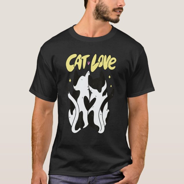 Cat Couple Cuddling Love Cats T-Shirt (Front)
