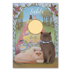 Cat Couple Initials DIY Wedding Table Cards