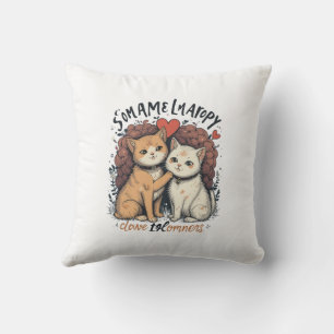 Cat Couple Love Cute Romantic Kitty Home Decor Cushion