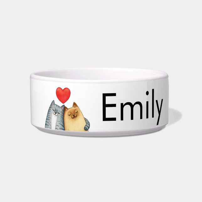 Cat Couple Lovers Cute Funny Happy Valentine's Day Bowl (Front)