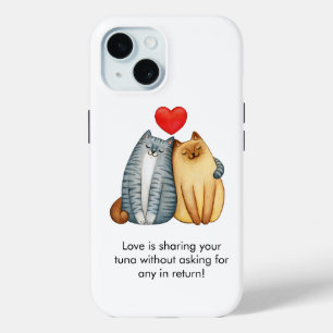 Cat Couple Lovers Cute Funny Happy Valentine's Day iPhone 15 Case
