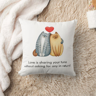 Cat Couple Lovers Cute Funny Happy Valentine's Day Cushion