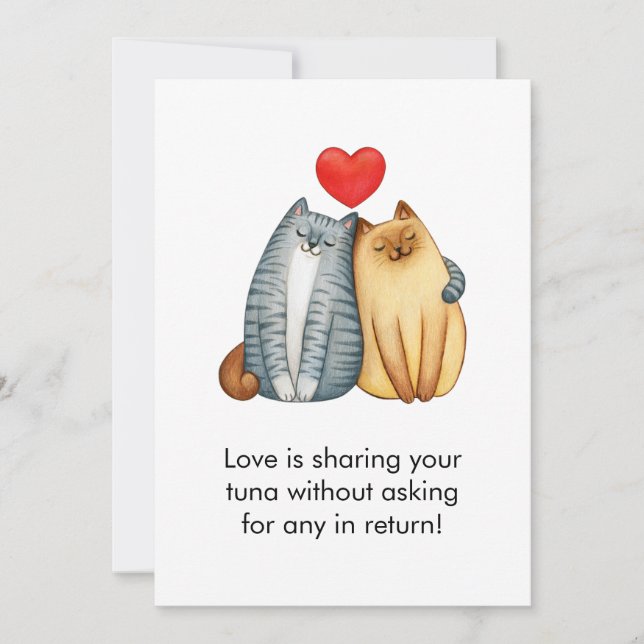 Cat Couple Lovers Cute Funny Happy Valentine's Day Holiday Card (Front)