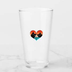 Cat Couple Retro Vintage Shirt Funny Black Cat Val Glass