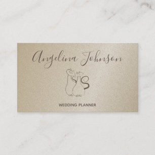 Cat Couple Sketch Gold Professional Business Card