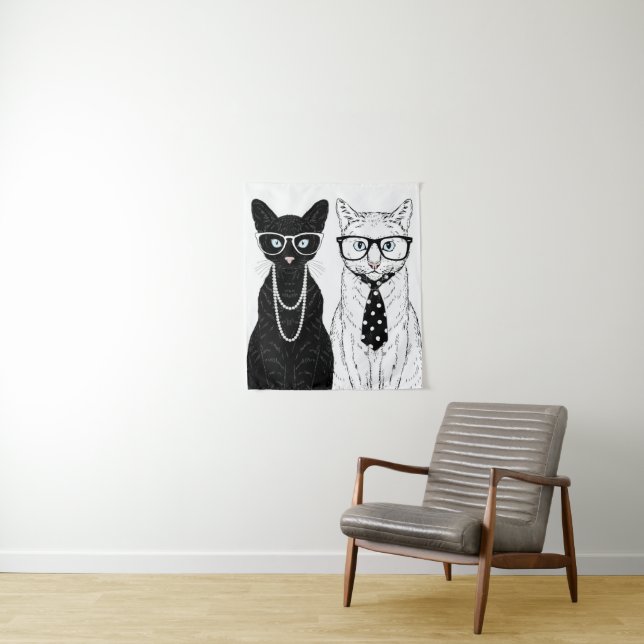 Cat Couple Tapestry (In Situ)