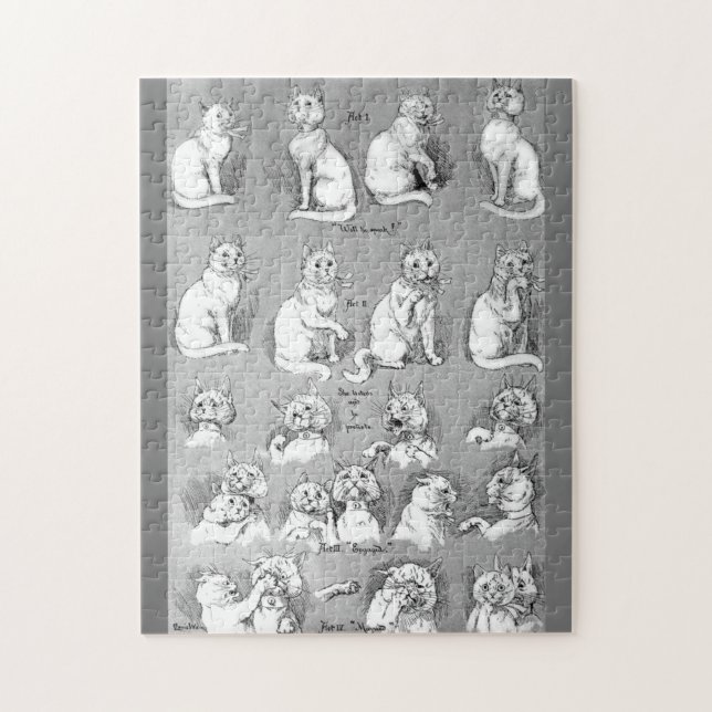 Cat, Courtship & Marriage, Bride, Louis Wain Jigsaw Puzzle (Vertical)