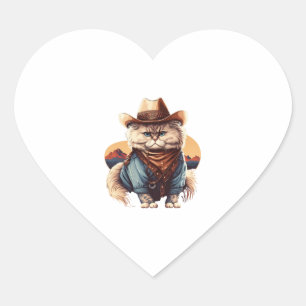 Cat Cowboy Hat meow Cowboy Cat Meme Heart Sticker