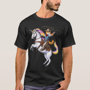 Cat Cowboy Riding Rodeo Unicorn T-Shirt