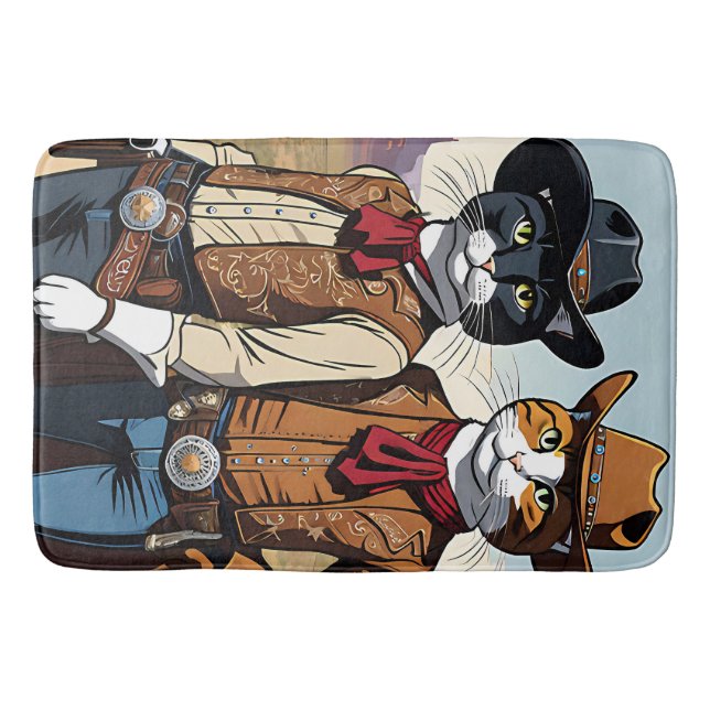 Cat Cowboys Bath Mat (Front)
