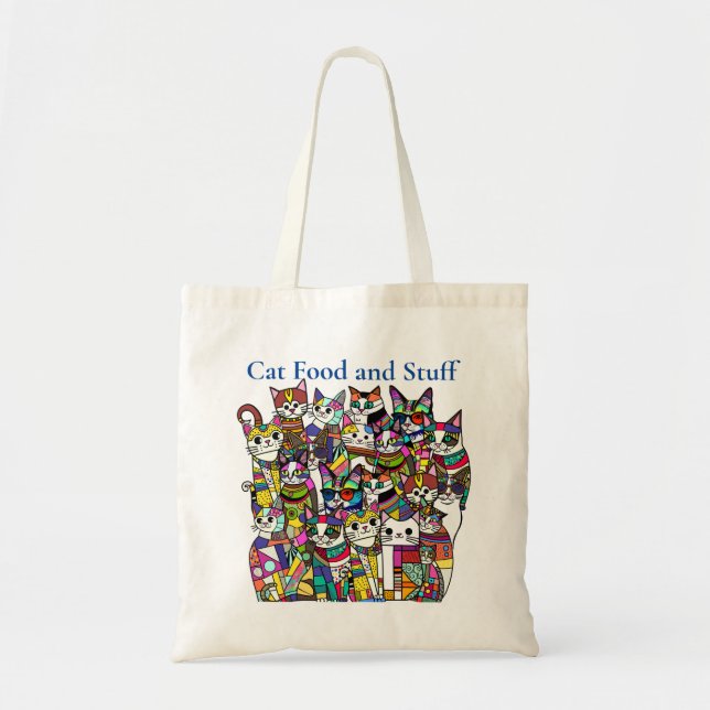 Cat Crazy Clowder of cats, colorful gift Tote Bag (Front)