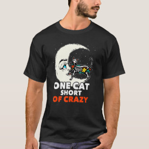 Cat Crazy Sugar Skull Moon Mexican Chicano Feline T-Shirt