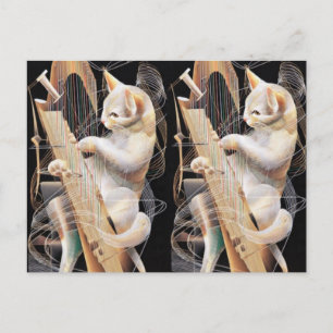 Cat Crescendo – Surrealist Art Postcard