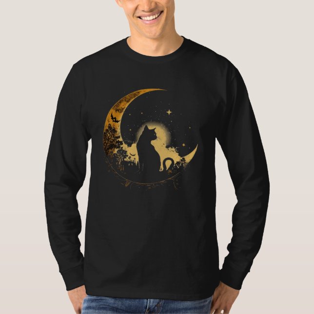 Cat Crescent Black Moon Sailor T-Shirt (Front)