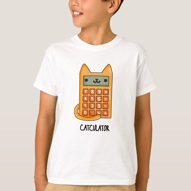 Cat-culator Funny Calculator Pun  T-Shirt (Front)