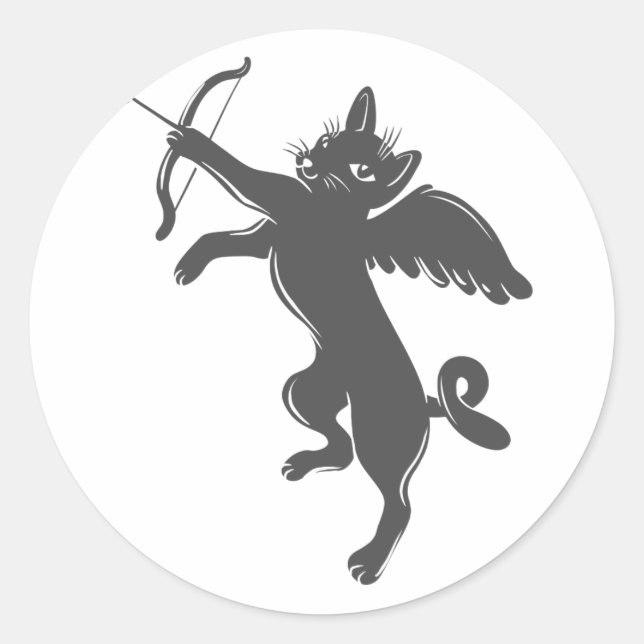 cat cupid - Choose background colour Classic Round Sticker (Front)