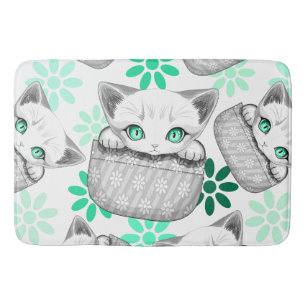 Cat Cute and Playful peaking from a Pocket Bath Mat