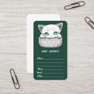 Cat Cute and Playful peaking from a Pocket Business Card