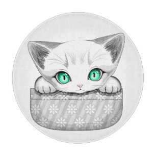 Cat Cute and Playful peaking from a Pocket Cutting Board