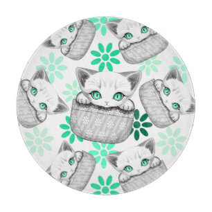 Cat Cute and Playful peaking from a Pocket Cutting Board
