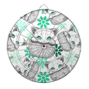 Cat Cute and Playful peaking from a Pocket Dartboard