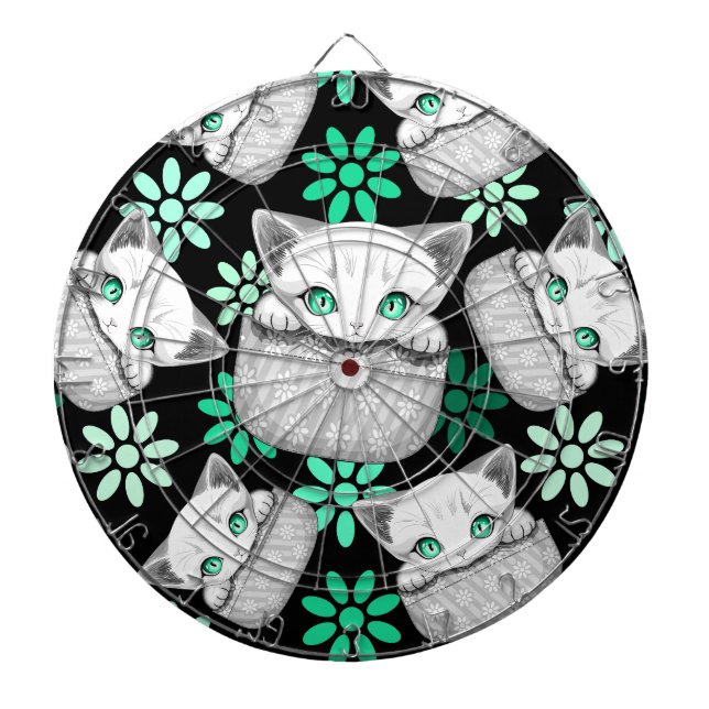 Cat Cute and Playful peaking from a Pocket Dartboard (Front)