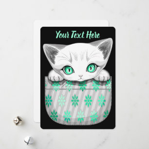 Cat Cute and Playful peaking from a Pocket Holiday Card
